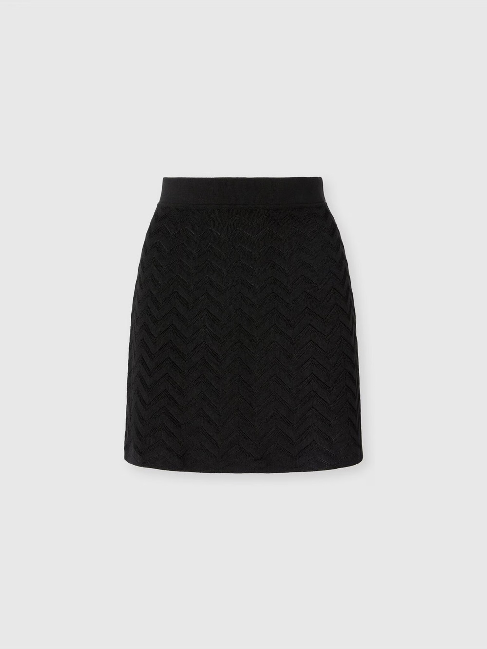 $870 M Missoni Chevron Mini Skirt Black Textured Knit Stretch Designer Size 38